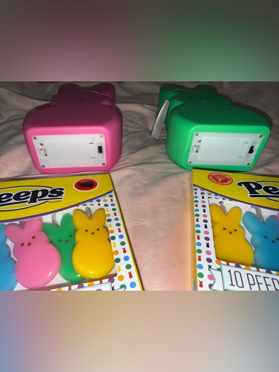 NWT PEEPS Easter Decor Bundle Bunny String Lights LED Candle Pink Spring Basket - Picture 3 of 10